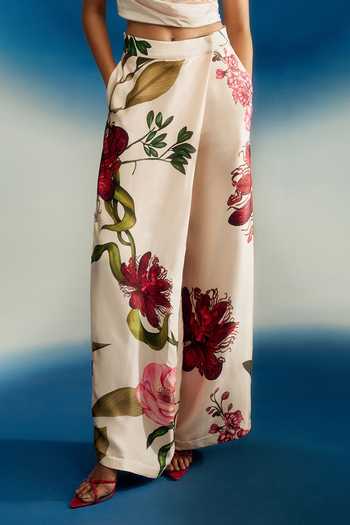 Shriya Som Pink Satin Printed Flap Pant Online at Aza Fashions Shriya Som_Pink Satin Printed Flap Pant _Online_at_Aza_Fashions