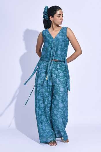 JAYATI GOENKA Blue Mori Vest Set 