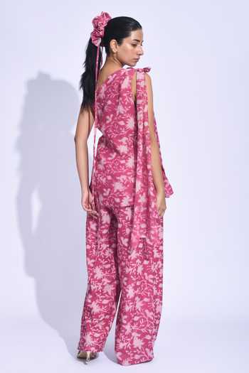 JAYATI GOENKA Sangria One Shoulder Top Set 