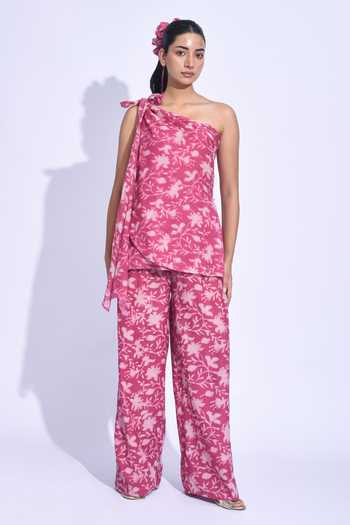 JAYATI GOENKA Sangria One Shoulder Top Set 