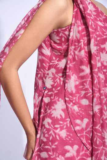 Buy JAYATI GOENKA Wine Chanderi Silk One Shoulder Sangria Top Set Buy_JAYATI GOENKA_Wine Chanderi Silk One Shoulder Sangria Top Set