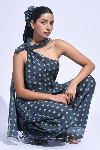 Buy JAYATI GOENKA Black Chanderi Silk One Shoulder Kala Tama Top Set Online at Aza Fashions Buy_JAYATI GOENKA_Black Chanderi Silk One Shoulder Kala Tama Top Set _Online_at_Aza_Fashions