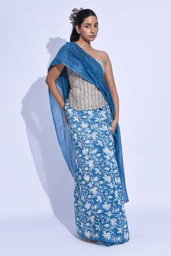 JAYATI GOENKA Nami Sari Indigo Mori Saree 