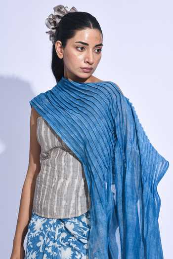 Buy JAYATI GOENKA Blue Chanderi Silk Nami Sari Indigo Mori Saree Online at Aza Fashions Buy_JAYATI GOENKA_Blue Chanderi Silk Nami Sari Indigo Mori Saree _Online_at_Aza_Fashions