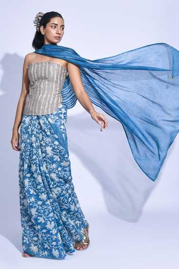 Buy JAYATI GOENKA Blue Chanderi Silk Nami Sari Indigo Mori Saree Buy_JAYATI GOENKA_Blue Chanderi Silk Nami Sari Indigo Mori Saree