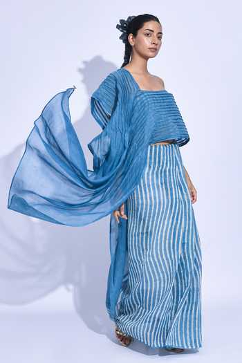 Shop JAYATI GOENKA Blue Chanderi Silk Nami Sari-nila Shima Saree Online at Aza Fashions Shop_JAYATI GOENKA_Blue Chanderi Silk Nami Sari-nila Shima Saree _Online_at_Aza_Fashions