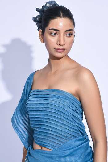JAYATI GOENKA Blue Chanderi Silk Nami Sari-nila Shima Saree at Aza Fashions JAYATI GOENKA_Blue Chanderi Silk Nami Sari-nila Shima Saree _at_Aza_Fashions