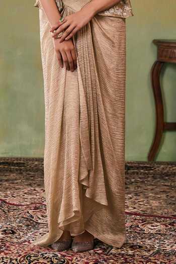 Shop Seema Thukral Gold Satin, Tissue Open , Square Elara Embellished Jacket And Skirt Set Online at Aza Fashions Shop_Seema Thukral_Gold Satin, Tissue Open , Square Elara Embellished Jacket And Skirt Set _Online_at_Aza_Fashions