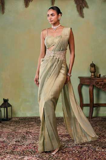Seema Thukral Morley Pre-Draped Saree & Choli Set