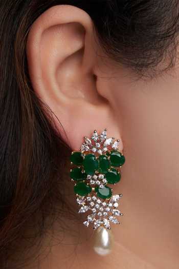 Mozaati Green Olive Earrings Online at Aza Fashions Mozaati_Green Olive Earrings _Online_at_Aza_Fashions