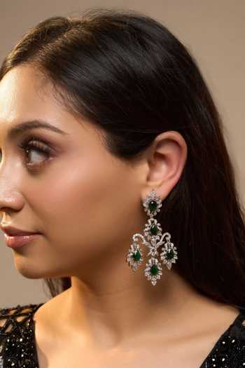 Mozaati Green Pari Earrings Online at Aza Fashions Mozaati_Green Pari Earrings _Online_at_Aza_Fashions