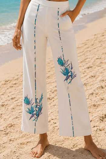 Buy_Surabhi Arya_Blue Crepe Square Neck Tropical Print Top Set _Online_at_Aza_Fashions