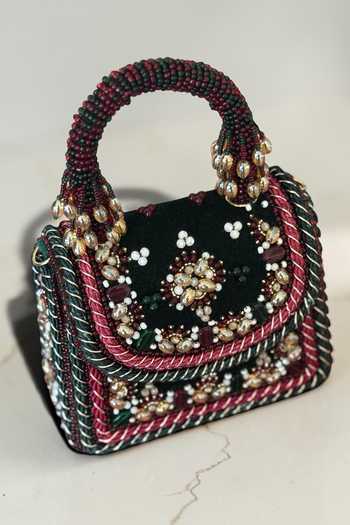 Bhavna Kumar_Black Mini Embellished Velvet Bag _Online_at_Aza_Fashions