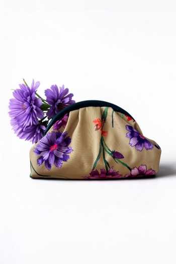 Bhavna Kumar_Beige Printed Puff Clutch Bag _Online_at_Aza_Fashions
