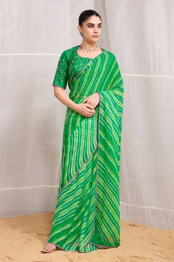 Naina Jain Tarang Leheriya Pattern Saree With Blouse 