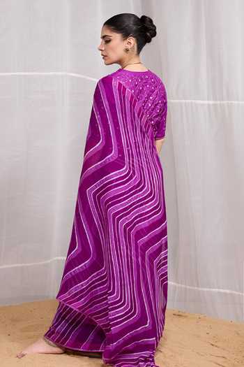 Naina Jain Tarang Leheriya Striped Saree With Blouse 