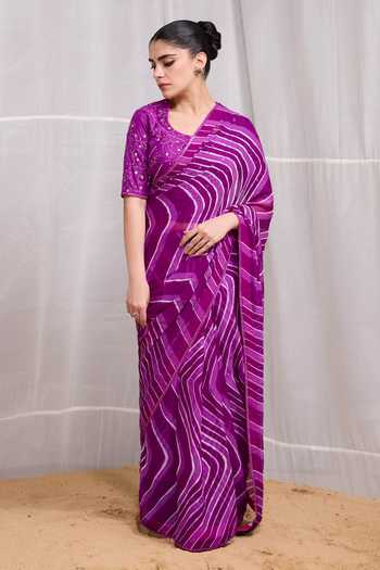 Naina Jain Tarang Leheriya Striped Saree With Blouse 