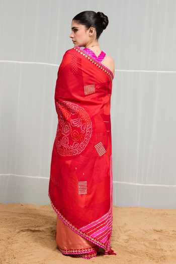 Naina Jain Boond Bandhani Saree With Unstitched Blouse Piece 