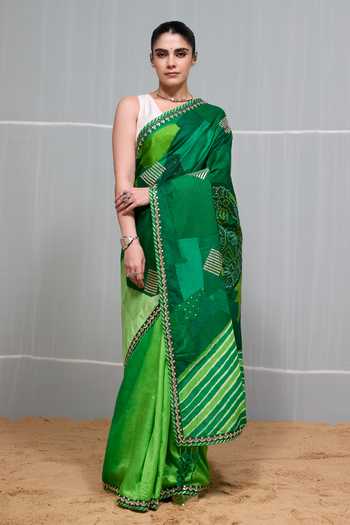 Naina Jain Boond Patchwork Saree With Unstitched Blouse Piece 
