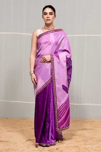 Naina Jain Boond Hand Embroidered Saree With Unstitched Blouse Piece 