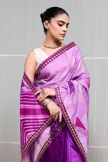 Buy Naina Jain Purple Silk Boond Hand Embroidered Saree With Unstitched Blouse Piece Online at Aza Fashions Buy_Naina Jain_Purple Silk Boond Hand Embroidered Saree With Unstitched Blouse Piece _Online_at_Aza_Fashions