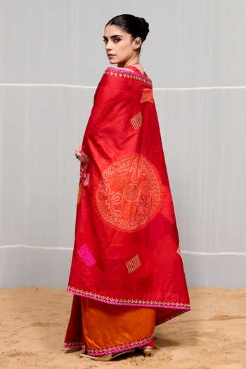Buy Naina Jain Red Silk Boond Embroidered Saree With Unstitched Blouse Piece Online at Aza Fashions Buy_Naina Jain_Red Silk Boond Embroidered Saree With Unstitched Blouse Piece _Online_at_Aza_Fashions