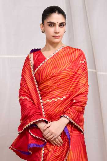 Shop Naina Jain Red Silk Dor Hand Embroidered Saree With Unstitched Blouse Piece Online at Aza Fashions Shop_Naina Jain_Red Silk Dor Hand Embroidered Saree With Unstitched Blouse Piece _Online_at_Aza_Fashions