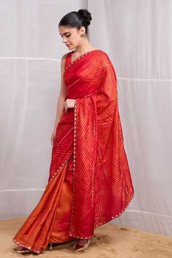 Buy Naina Jain Red Silk Dori Embroidered Saree With Unstitched Blouse Piece Online at Aza Fashions Buy_Naina Jain_Red Silk Dori Embroidered Saree With Unstitched Blouse Piece _Online_at_Aza_Fashions