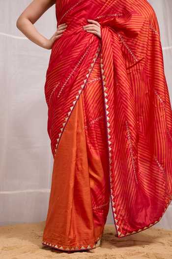 Shop Naina Jain Red Silk Dori Embroidered Saree With Unstitched Blouse Piece Online at Aza Fashions Shop_Naina Jain_Red Silk Dori Embroidered Saree With Unstitched Blouse Piece _Online_at_Aza_Fashions