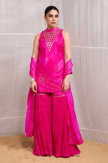 Naina Jain Dhora Embroidered Short Kurta Gharara Set 