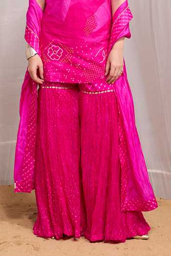 Buy Naina Jain Pink Silk High Neck Dhora Embroidered Short Kurta Gharara Set Online at Aza Fashions Buy_Naina Jain_Pink Silk High Neck Dhora Embroidered Short Kurta Gharara Set _Online_at_Aza_Fashions