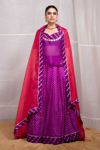 Shop Naina Jain Purple Silk, Organza, Kota Doria Sweetheart Rela Embroidered Jacket Lehenga Set Online at Aza Fashions Shop_Naina Jain_Purple Silk, Organza, Kota Doria Sweetheart Rela Embroidered Jacket Lehenga Set _Online_at_Aza_Fashions