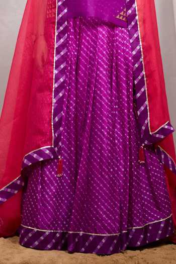 Naina Jain Purple Silk, Organza, Kota Doria Sweetheart Rela Embroidered Jacket Lehenga Set at Aza Fashions Naina Jain_Purple Silk, Organza, Kota Doria Sweetheart Rela Embroidered Jacket Lehenga Set _at_Aza_Fashions