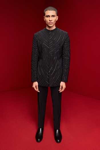 Tisa - Men Stripe Embroidered Bandhgala & Shirt Set 