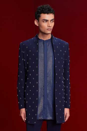 Buy Tisa - Men Blue Viscose, Rayon, Terrycloth Embroidered Bandhgala And Kurta Set Online at Aza Fashions Buy_Tisa - Men_Blue Viscose, Rayon, Terrycloth Embroidered Bandhgala And Kurta Set _Online_at_Aza_Fashions