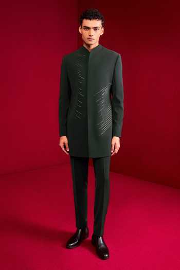 Tisa - Men Stripe Embroidered Bandhgala Set 