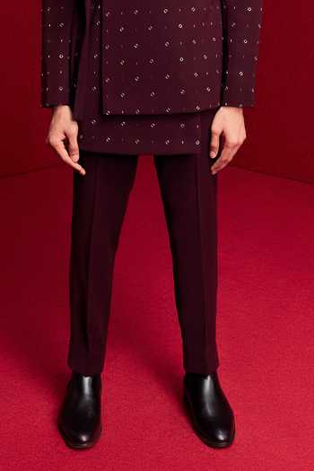 Buy Tisa - Men Burgundy Viscose Stones Asymmetric Embroidered Bandhgala Set Online at Aza Fashions Buy_Tisa - Men_Burgundy Viscose Stones Asymmetric Embroidered Bandhgala Set _Online_at_Aza_Fashions