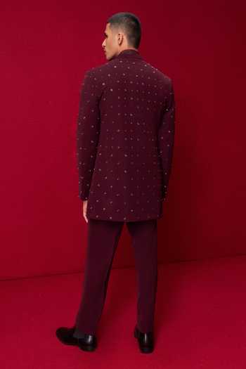 Tisa - Men Asymmetric Embroidered Bandhgala Set 