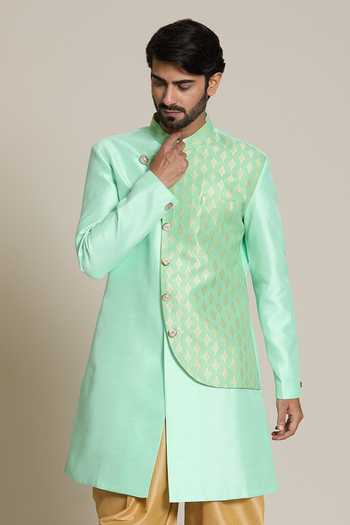 Arihant Rai Sinha Geometric Jacquard Woven Sherwani Set 