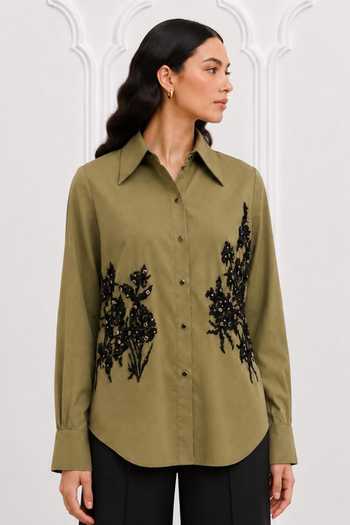 Nivedita Saboo Floral Placement Embroidered Shirt 