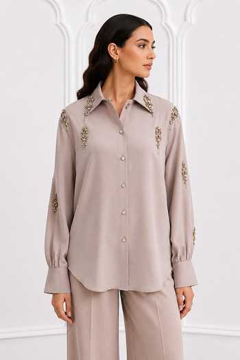 Nivedita Saboo Flower Embroidered Shirt 