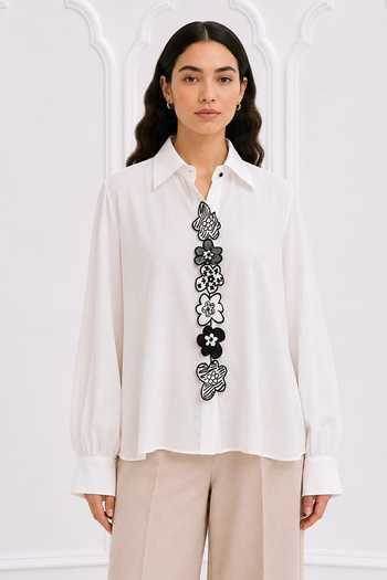 Nivedita Saboo Floral Placket Embroidered Shirt 