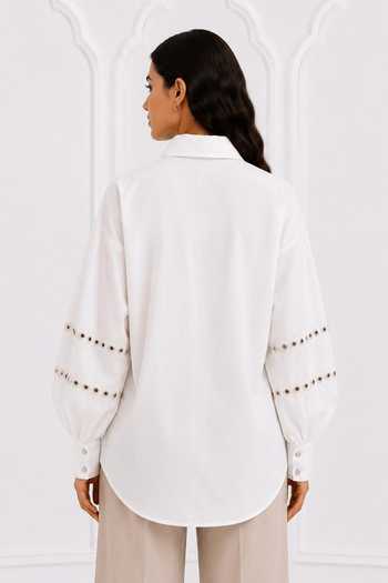 Nivedita Saboo Crystal Collar Embellished Shirt 