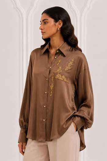 Nivedita Saboo Geometric Embroidered Shirt 