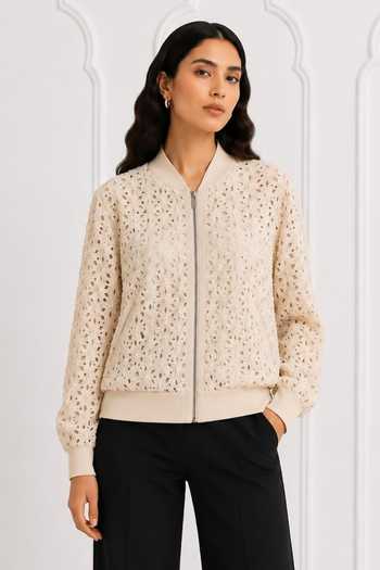 Nivedita Saboo Pret Geometric Cutwork Bomber Jacket 