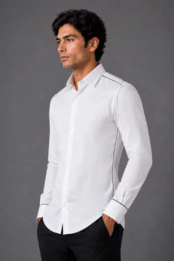 Nivedita Saboo_White Cotton Classic Crisp Shirt _Online_at_Aza_Fashions