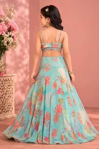 Neha Khullar Embroidered Blouse Floral Print Lehenga Set
