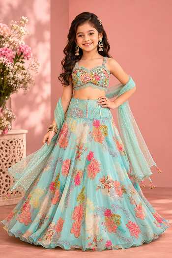 Neha Khullar Embroidered Blouse Floral Print Lehenga Set