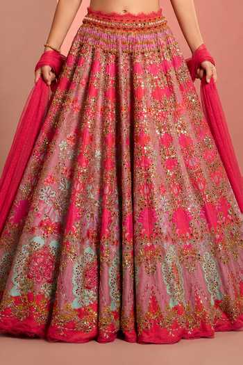 Buy Neha Khullar Pink Silk, Organza, Net, Viscose, Crepe Embroidered Lehenga Halter Blouse Set Online at Aza Fashions Buy_Neha Khullar_Pink Silk, Organza, Net, Viscose, Crepe Embroidered Lehenga Halter Blouse Set _Online_at_Aza_Fashions