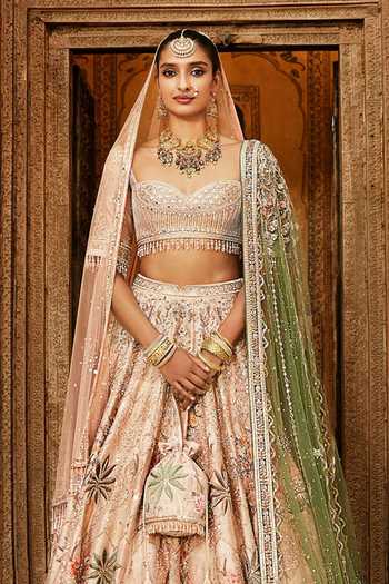 MATSYA Beige Silk Embroidery Sweetheart Neck The Royal Pichwai Bridal Lehenga Set Online at Aza Fashions MATSYA_Beige Silk Embroidery Sweetheart Neck The Royal Pichwai Bridal Lehenga Set _Online_at_Aza_Fashions